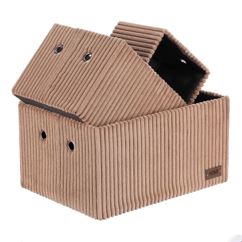 Kôš regálový, menčestrový poťah, hnedý, sada 3 ks, DT3016 BRN