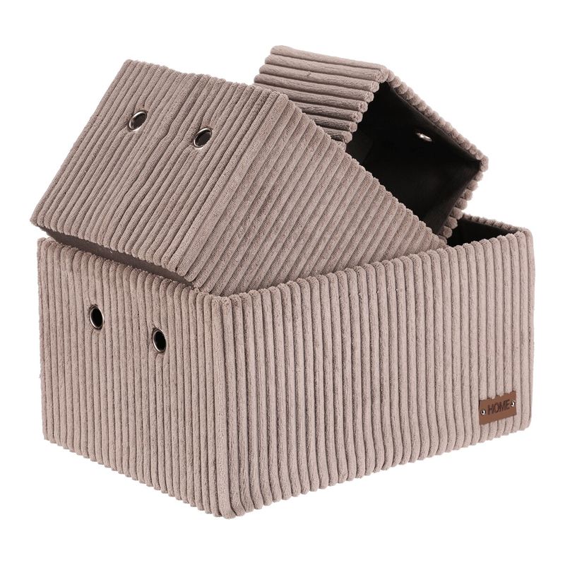 Kôš regálový, menčestrový poťah, sivý, sada 3 ks, DT3016 GREY