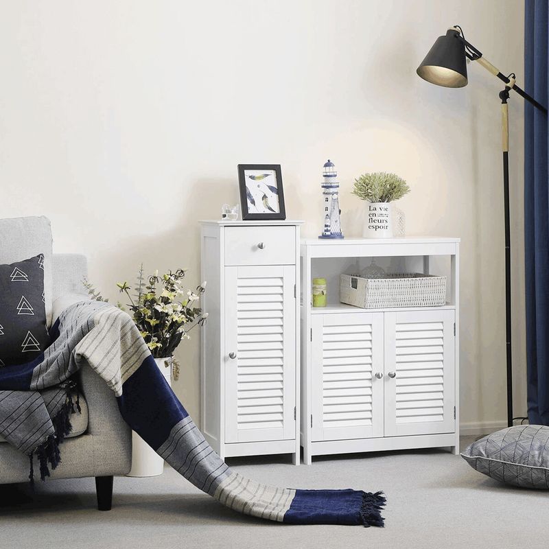 Kúpeľňová skrinka, 32cm, MDF, biela, AUK-E1143 WT