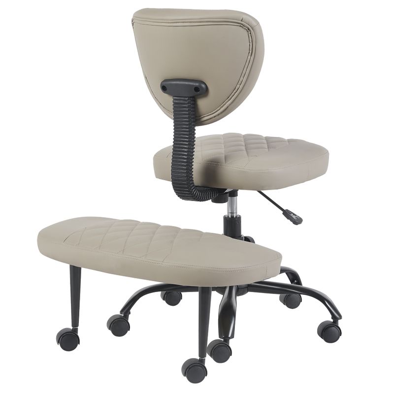 Ergonomická kľakačka, 44cm, sivohnedá Taupe ekokoža, čierny kov, SAMER