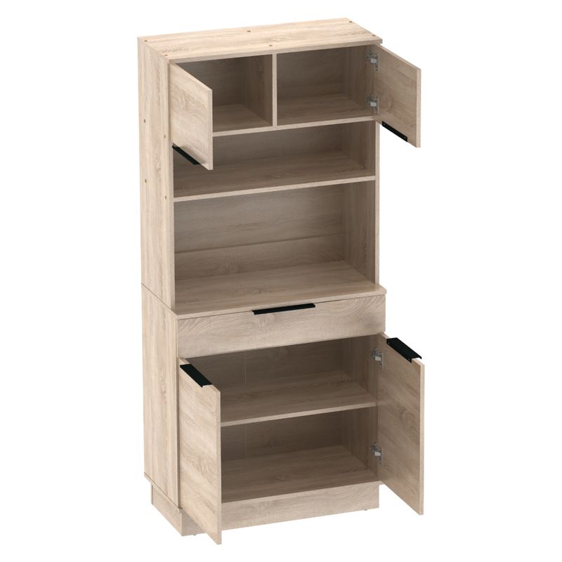 Štvordverový kredenc, 80cm, dub sonoma, LILIEN TYP 1