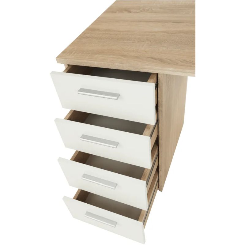 PC stôl, 137x60cm, dub sonoma, biela, EUSTACH