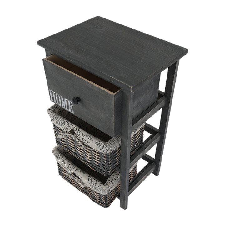 Komoda, 40cm, 2 košíky, 1 zásuvka, tmavo hnedá, DARKIE 2