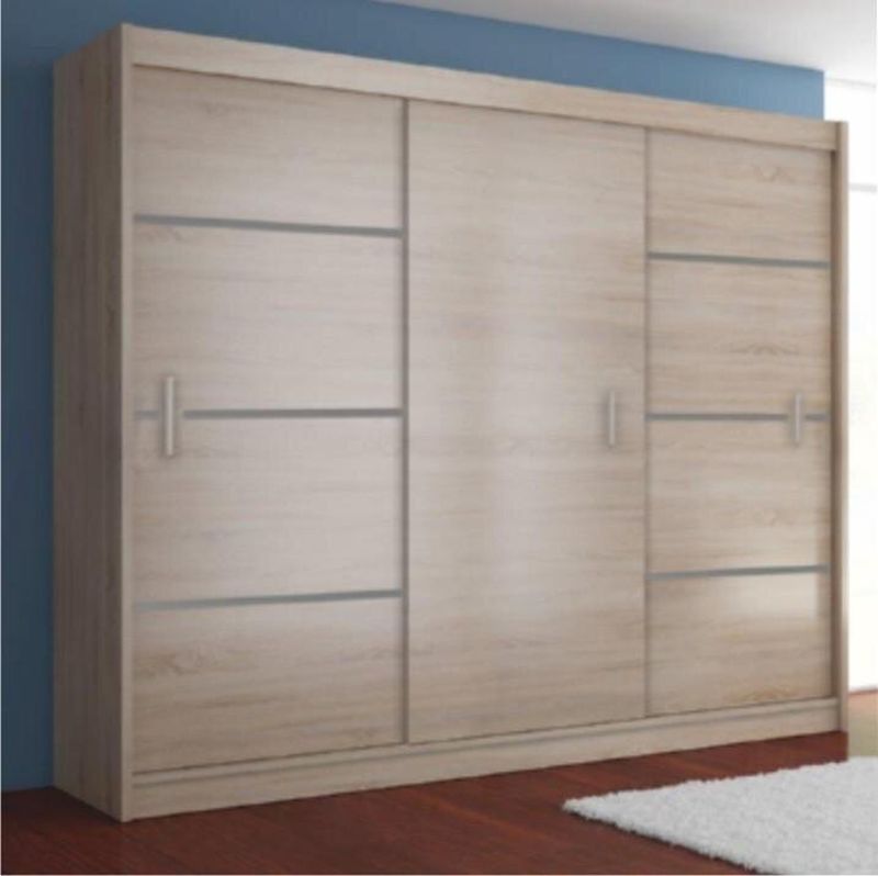 Skriňa, 250cm, kombinovaná, dub sonoma, sivá, MERINA 250