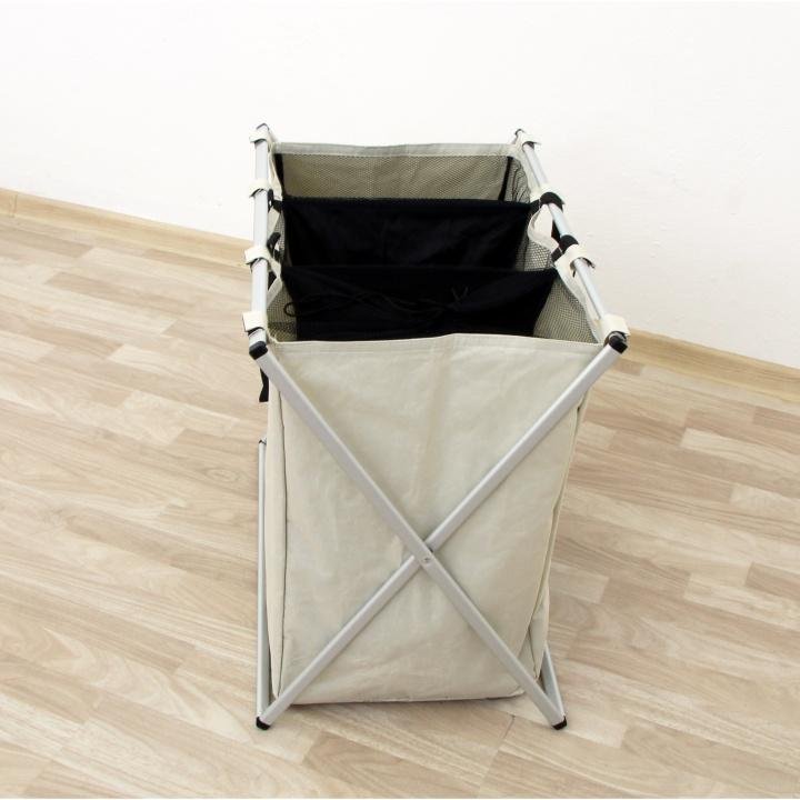 Kôš na prádlo, 63cm, látkový, sivobéžový, LAUNDRY TYP 3