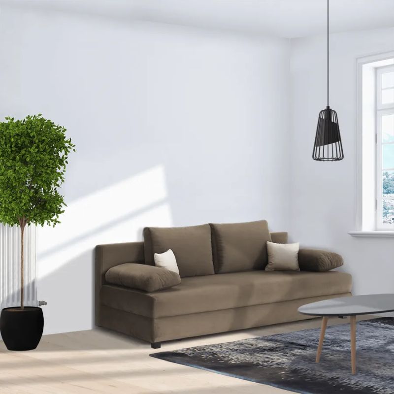 Rozkladacia pohovka, látka capuccino a béžová, CLIV