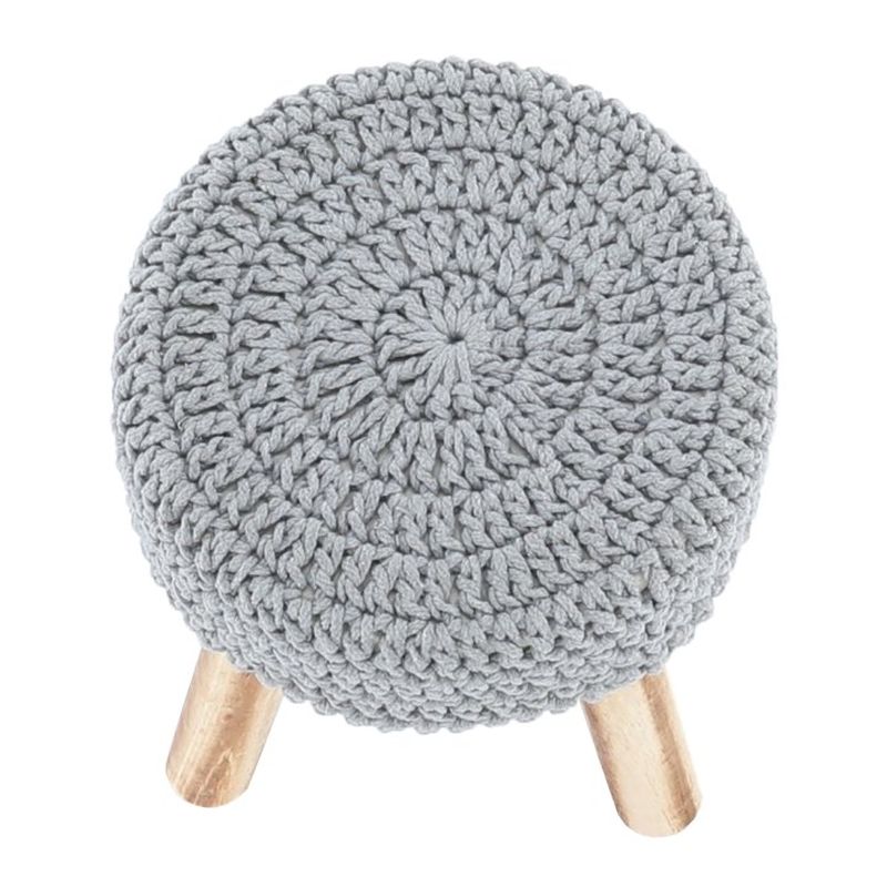 Taburet, 33cm, sivá vlna, drevo prírodné, NAIDA