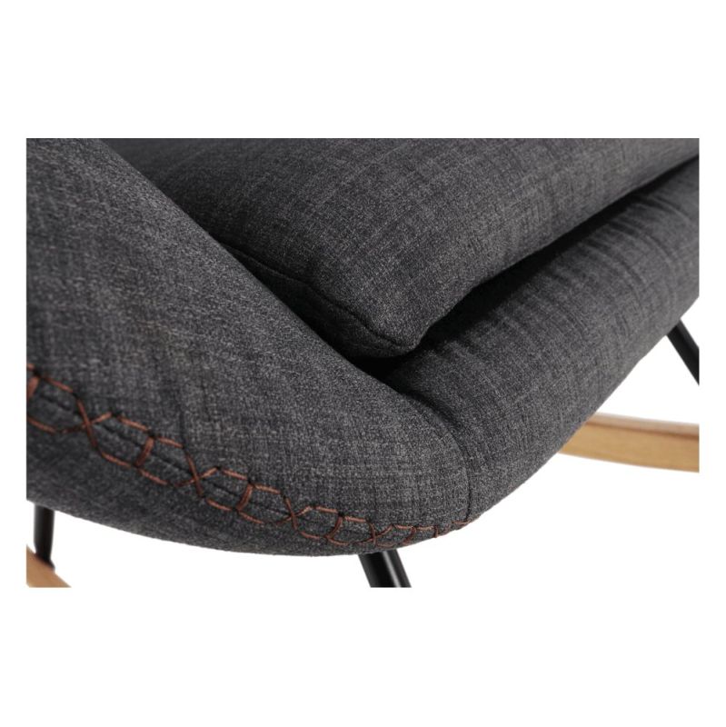 Hojdacie kreslo, drevo, sivá látka, HARPER