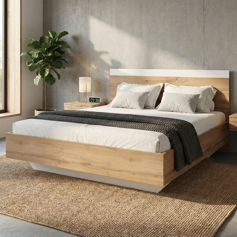 Manželská posteľ, 180x200, dub wotan, biela, GABRIELA