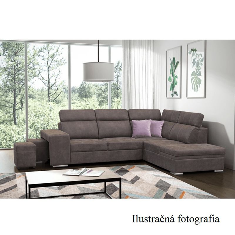 Sedacia súprava, látka hnedá, pravá, LANZA