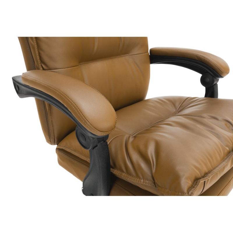 Kancelárske kreslo s podnožou, hnedá ekokoža, DRAKE
