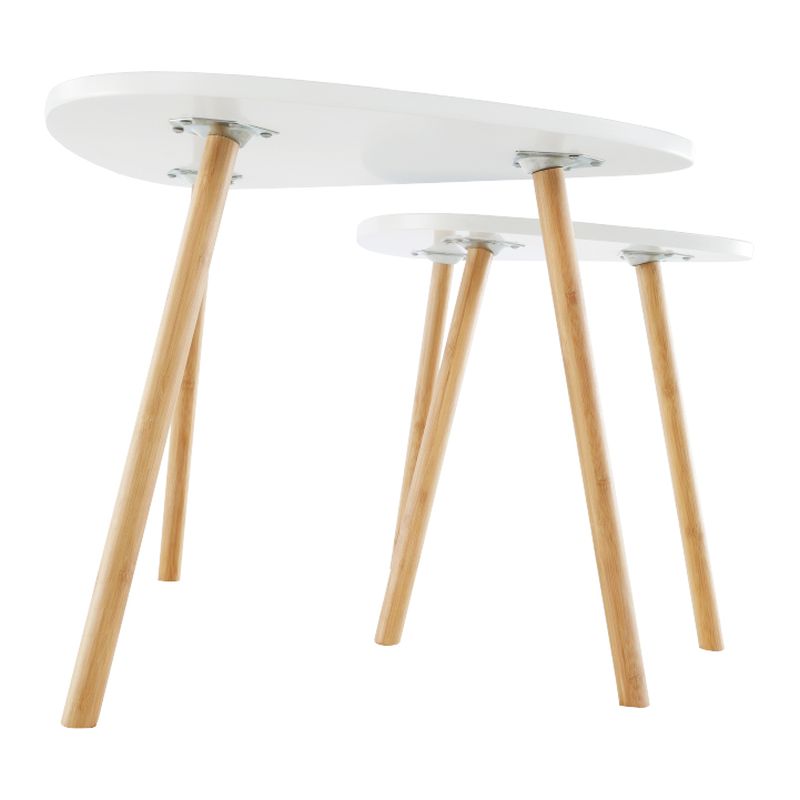 Sada dvoch konferenčných stolíkov, biely, prírodný, BISMAK