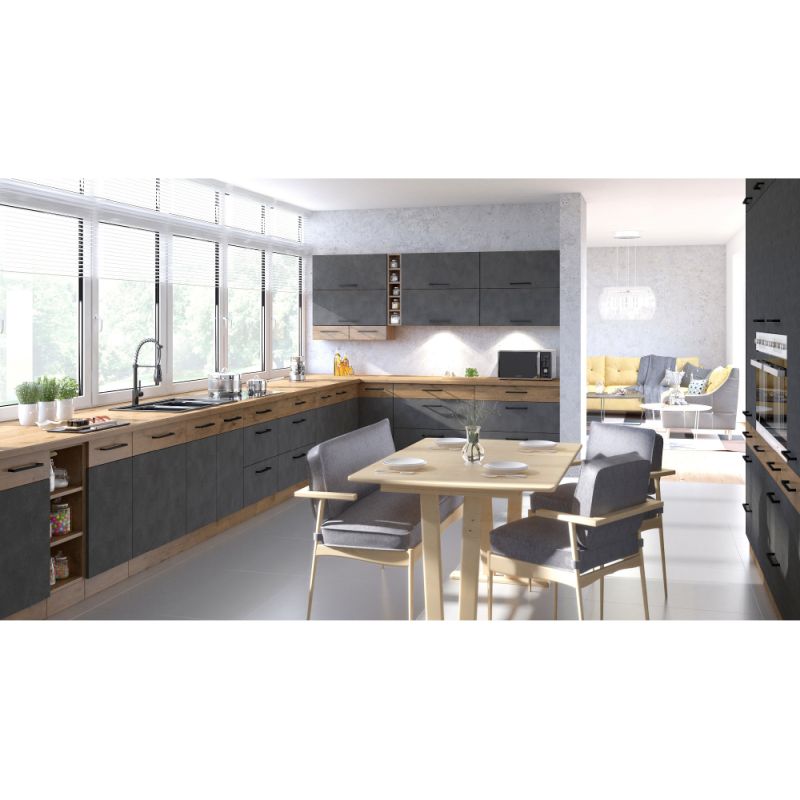 Spodná skrinka, 60cm, sivá, dub lancelot, VEGA 60 D 3S BB