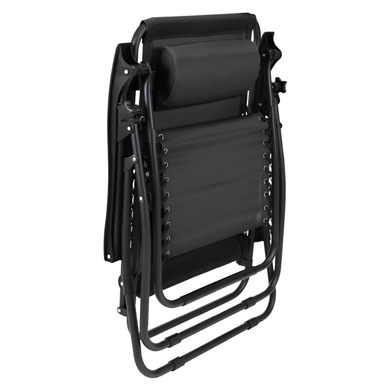 Záhradné, polohovacie kreslo, látka čierna, kov čierny, GERALD NEW