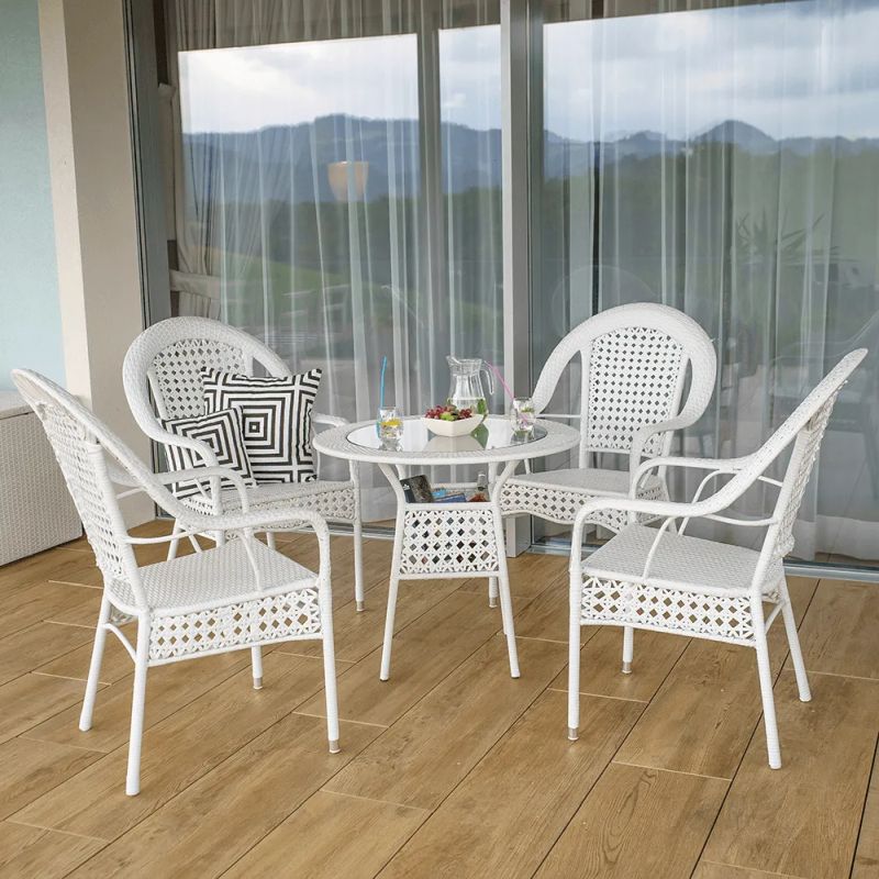 Záhradný set, 1+4, biely, KOVEN