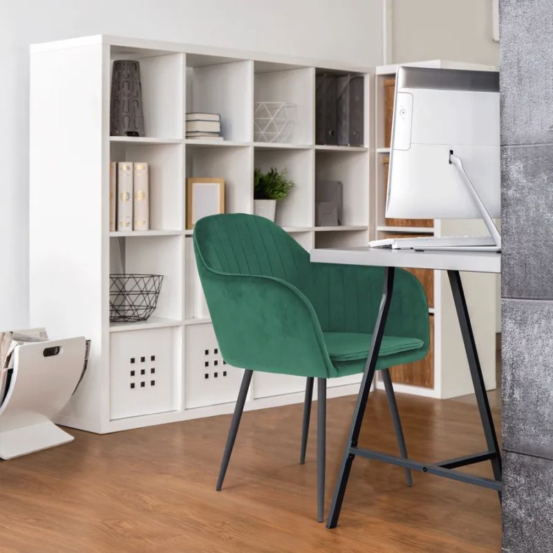 Dizajnové kreslo, smaragdová Velvet látka, nohy kov čierny, ZIRKON