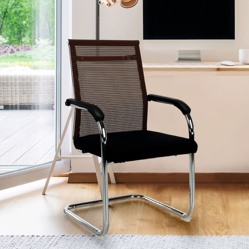 Zasadacia stolička, čierna a hnedá sieťovina, kov strieborný, ESIN