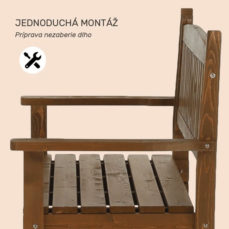 Záhradná lavička, 124cm, masív, hnedá, DILKA