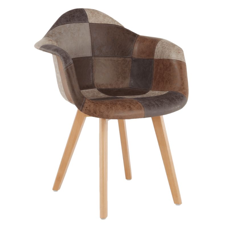 Dizajnové kreslo, patchwork látka, nohy buk, TERST