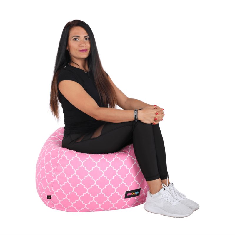 Sedací vak, 60cm, ružovo-biely vzor, látka, GOMBY