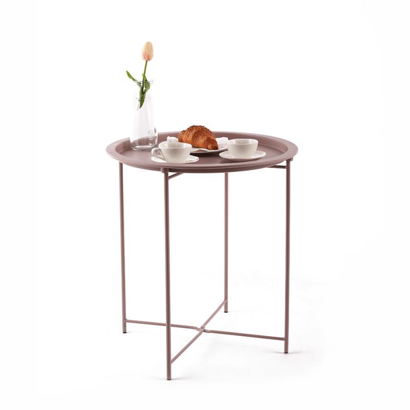 Príručný stolík s odnímateľnou táckou, 47x47cm, ružový, RENDER