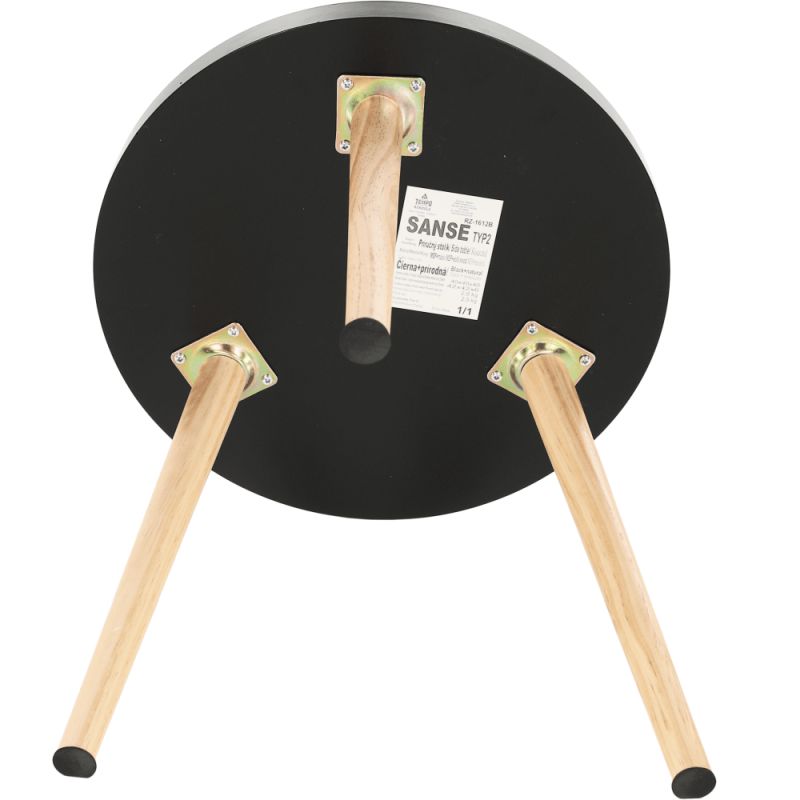 Príručný stolík, 40x40cm, čierny, prírodný, SANSE TYP 2