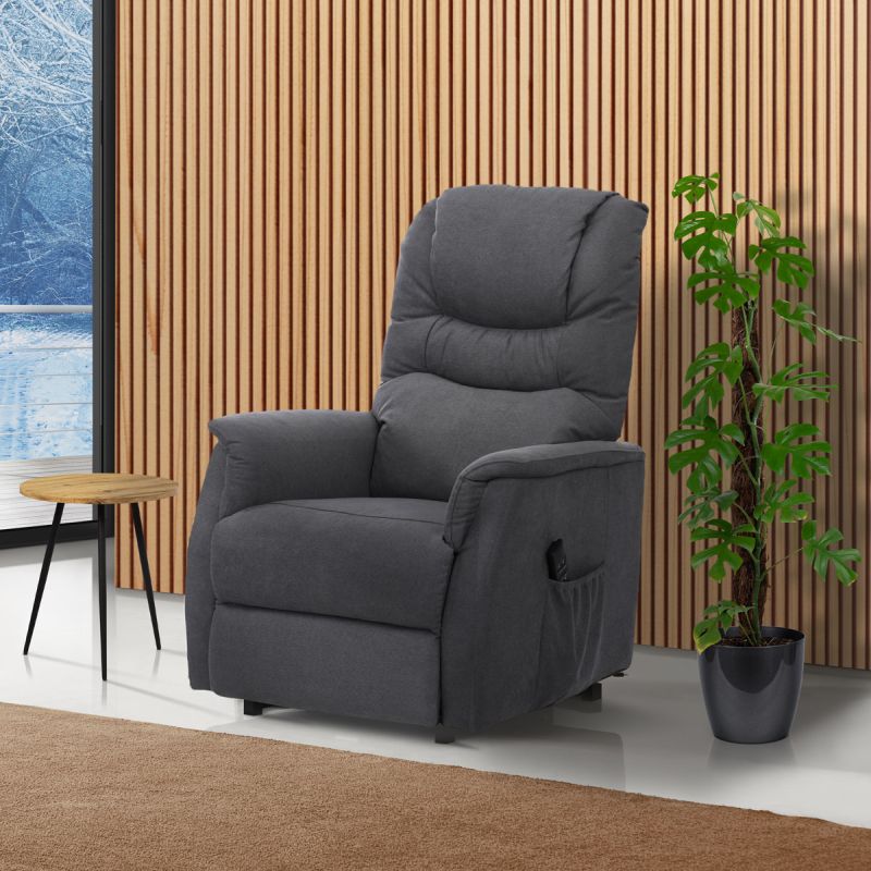Polohovacie kreslo, elektrické, látka, sivá, 140 kg, TV-1171 GREY2