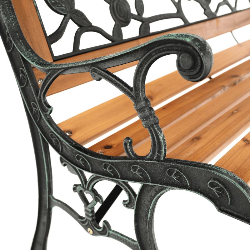 Záhradná lavička, 126cm, kov čierny, masív prírodný, FAIZA