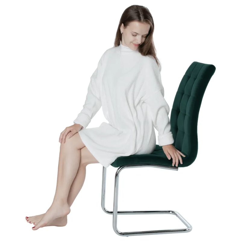 Jedálenská stolička, smaragdová Velvet látka, nohy chróm, SALOMA NEW
