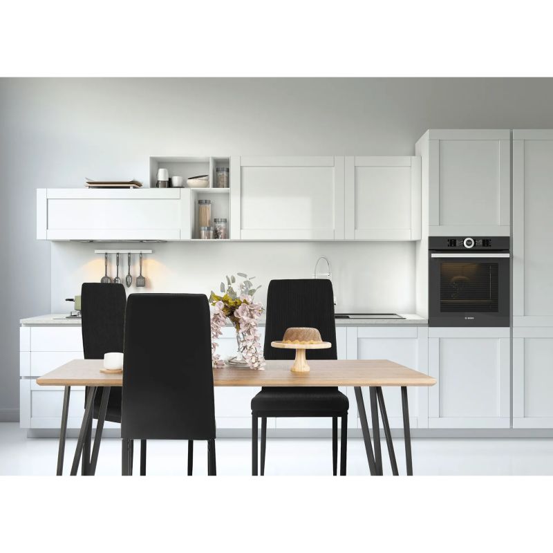 Jedálenský stôl, 150x80cm, MDF, dub, čierny, FRIADO