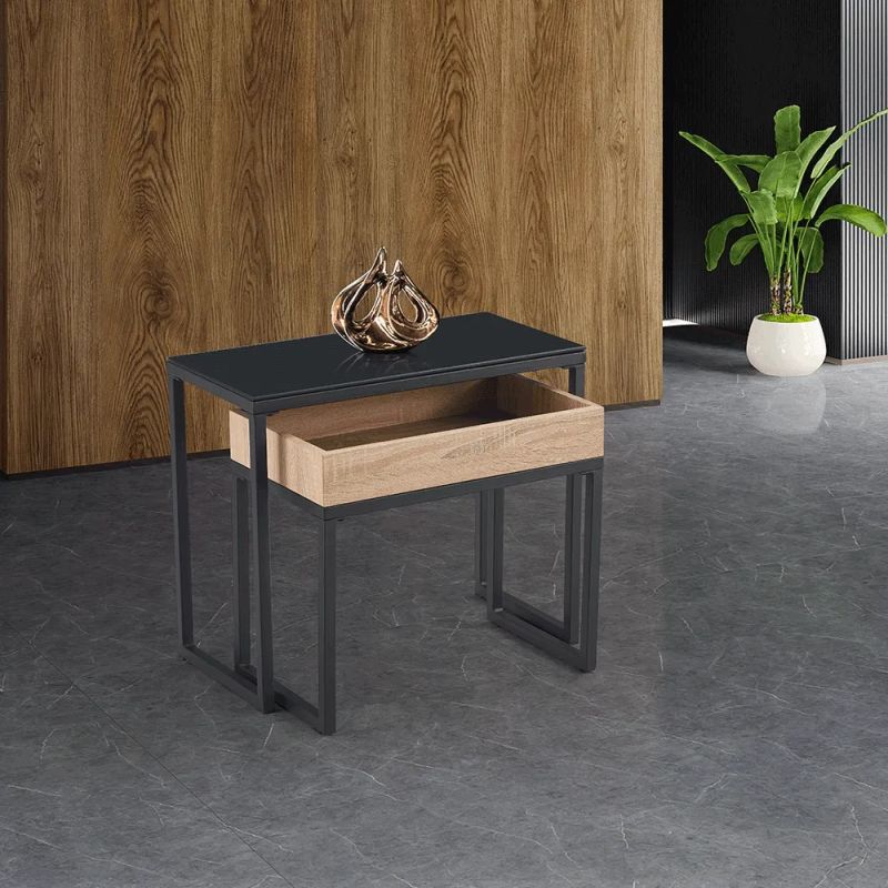 Set dvoch konferenčných stolíkov, 60x30cm, dub, čierny, DAGOR