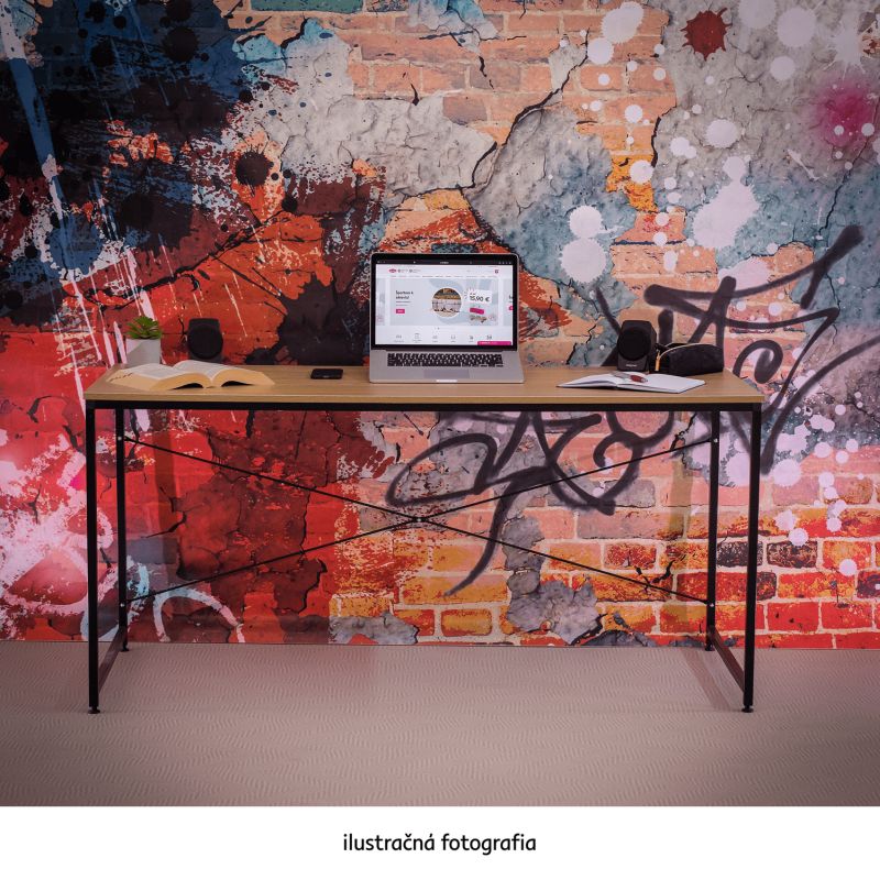 Písací stôl, 120x60cm, dub, čierny, MELLORA
