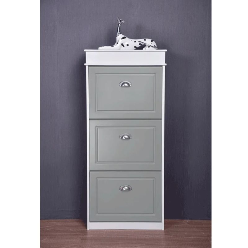 Botník, 53cm, 3-radový, biely, sivý, SEBER TYP 2