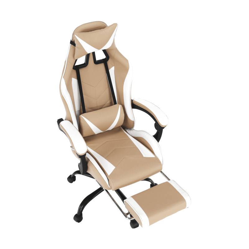 Kancelárske, herné kreslo, béžová a biela ekokoža, OZGE 2 NEW