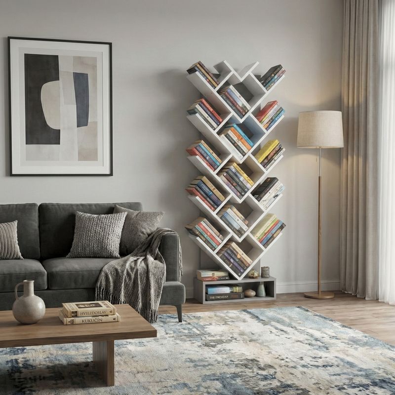 Regál, 59cm, sivý, biely, VEVEY