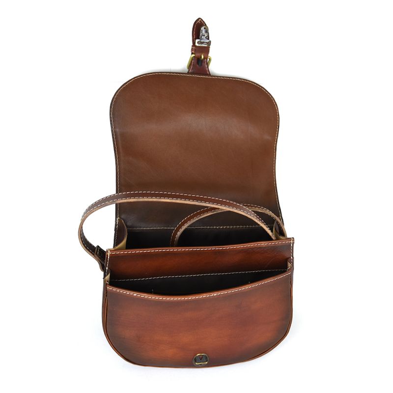 Módna kožená kabelka 7403 v Cigaro farbe, ručne tieňovaná