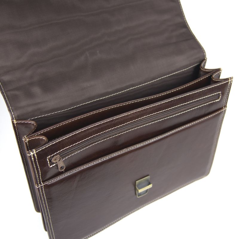 Luxusná elegantná kožená aktovka z pravej kože v hnedej farbe č.8170