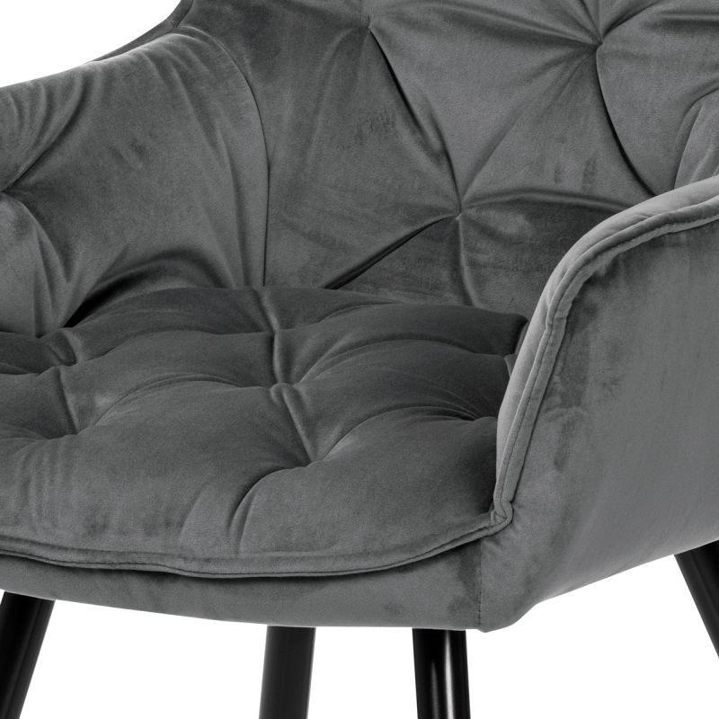 Jedálenská stolička, sivá, zamatová látka, DCH-421 GREY4