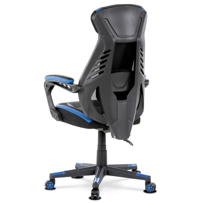 Herné kreslo, čierna, modrá, ekokoža, 130 kg, KA-Y213 BLUE