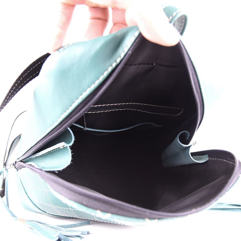 Luxusný dámsky kožený ruksak z prírodnej kože v tmavo zelenej farbe