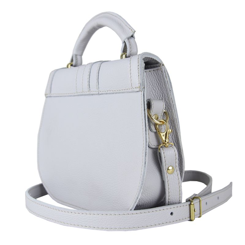 Módna kožená kabelka vo svetlo šedej farbe