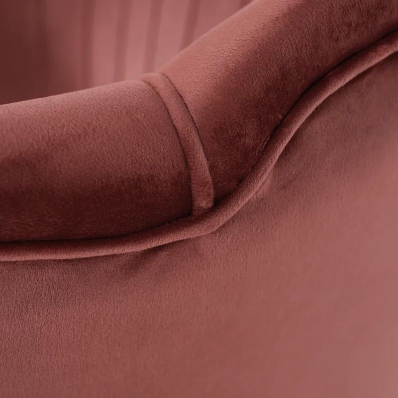 Lavica, Art-deco, nohy gold chróm, ružová látka, NOBLIN