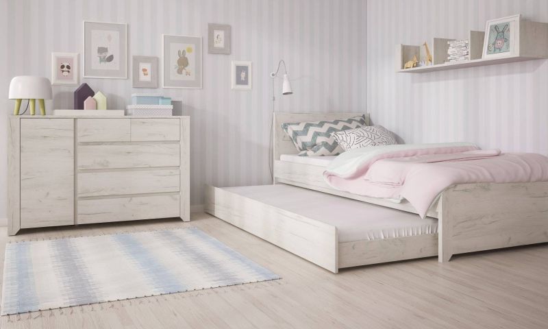 Komoda, 56cm, kombinovaná, dub white craft, HESTRA TYP 35