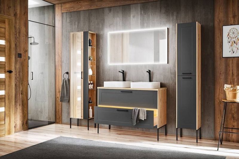 Skrinka so zrkadlom, 60cm, dub artisan, MADERA 840