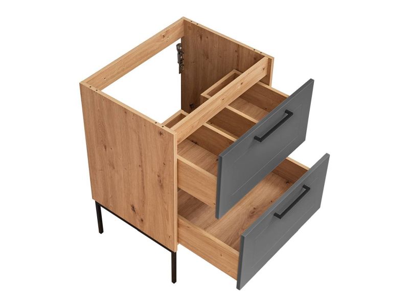 Skrinka pod umývadlo, 60cm, grafit, dub artisan, MADERA GREY 820