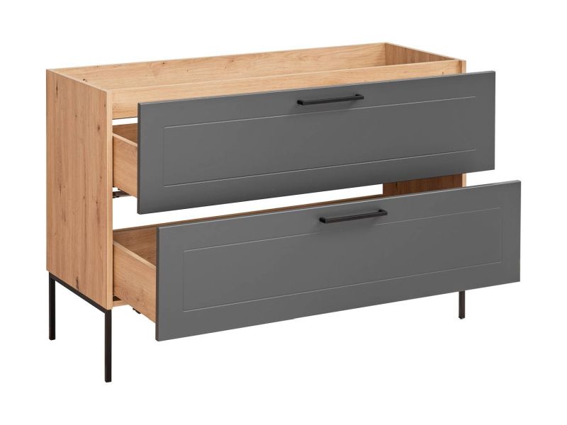 Skrinka pod umývadlo, 120cm, grafit, dub artisan, MADERA GREY 854