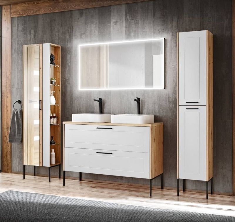 Skrinka pod umývadlo, 60cm, dub artisan, biela, MADERA WHITE 820