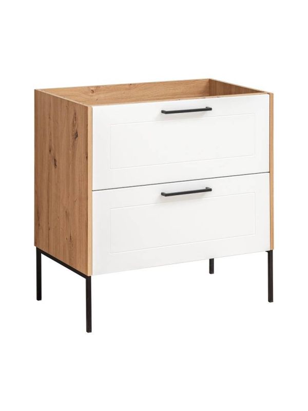 Skrinka pod umývadlo, 80cm, dub artisan, biela, MADERA WHITE 821