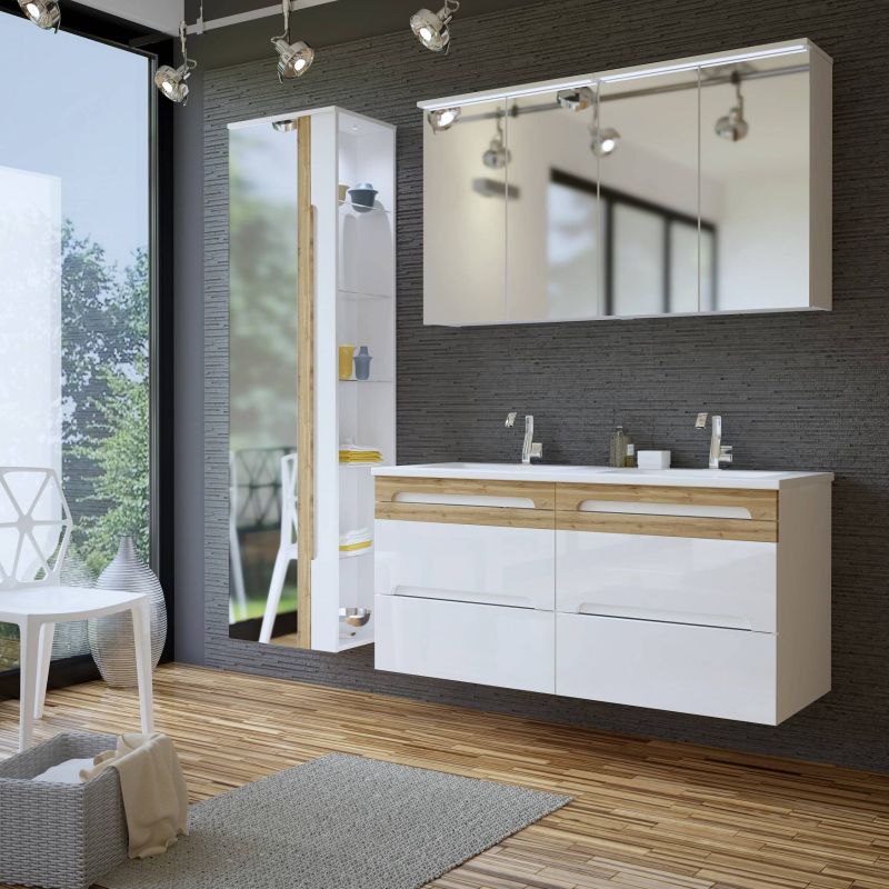 Vysoká skrinka, 35cm, biela, lesk, GALAXY WHITE 800