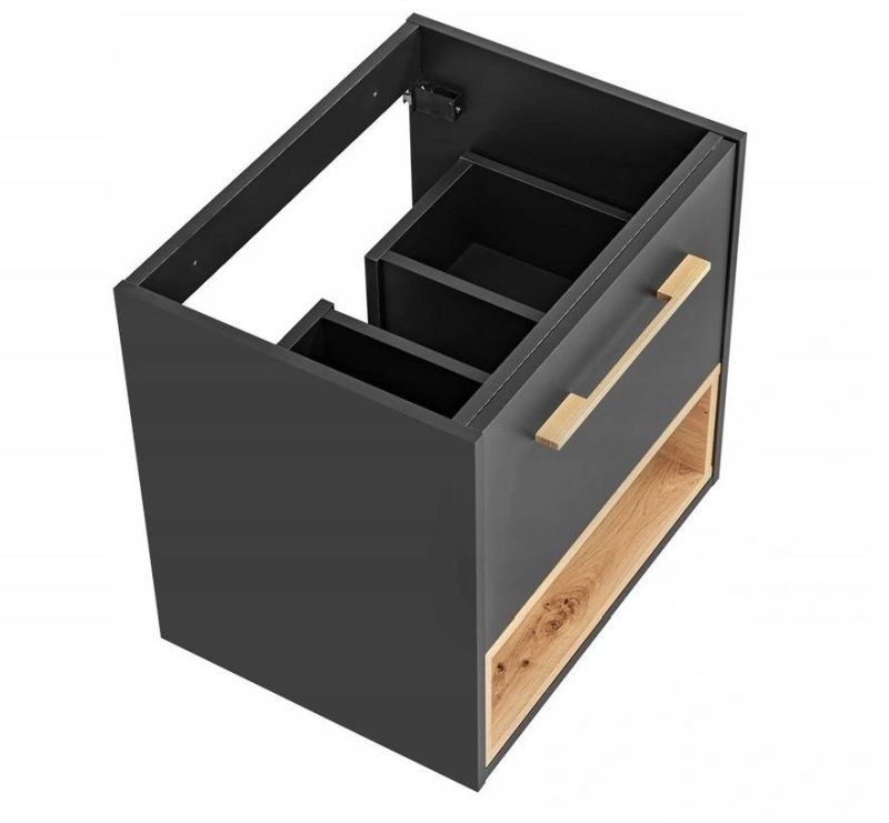 Skrinka pod umývadlo, 60cm, sivá, dub artisan, BORNEO COSMOS 820